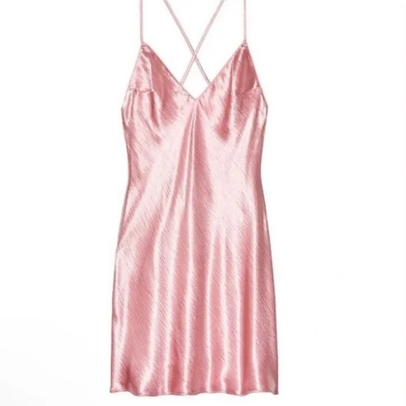 NWT Victorias Secret Cowl Back Satin Slip Dress Pink - Picture 2 of 12